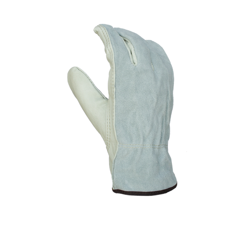 Task Gloves Quality Grain Cowhide Leather Palm with Gray Split Leather Back, Keystone Thumb, Kevlar thread sewn - Dozen