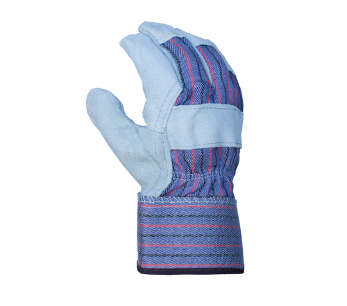 Task Gloves Split Cowhide Leather Palm Work Gloves with Rubberized Safety Cuff - Dozen