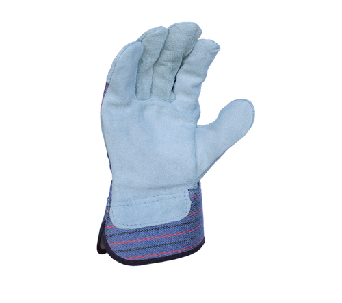 Task Gloves Split Cowhide Leather Palm Work Gloves with Rubberized Safety Cuff - Dozen