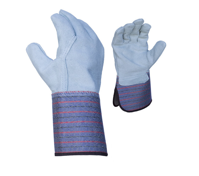 Task Gloves (IB3202) Select Full split leather back, 4 1/2" Rubberized Safety Cuff Gloves - Dozen