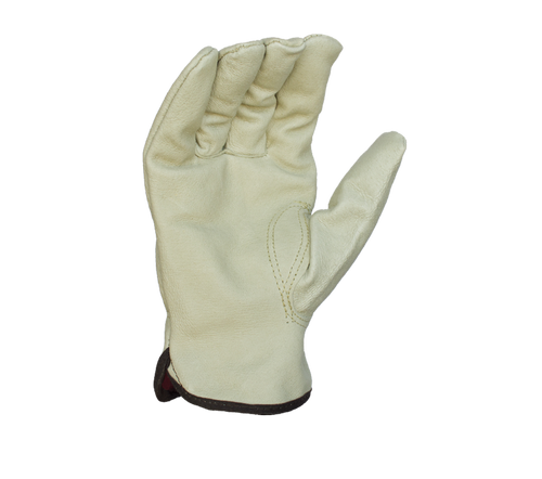 Task Gloves Quality Grain Pigskin Driver, Red Fleece Lined - Dozen