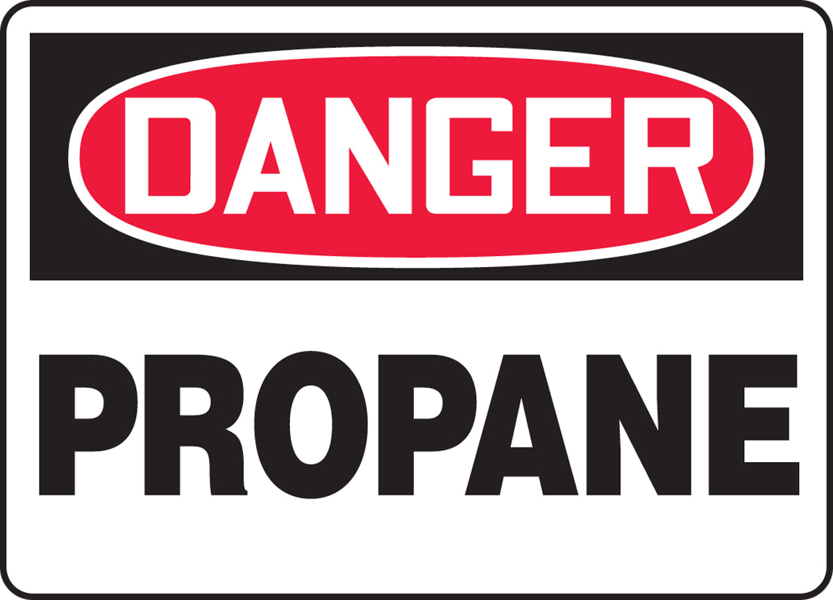 7" X 10" Black, Red And White Adhesive Poly Chemicals And Hazardous Materials Sign "DANGER PROPANE"