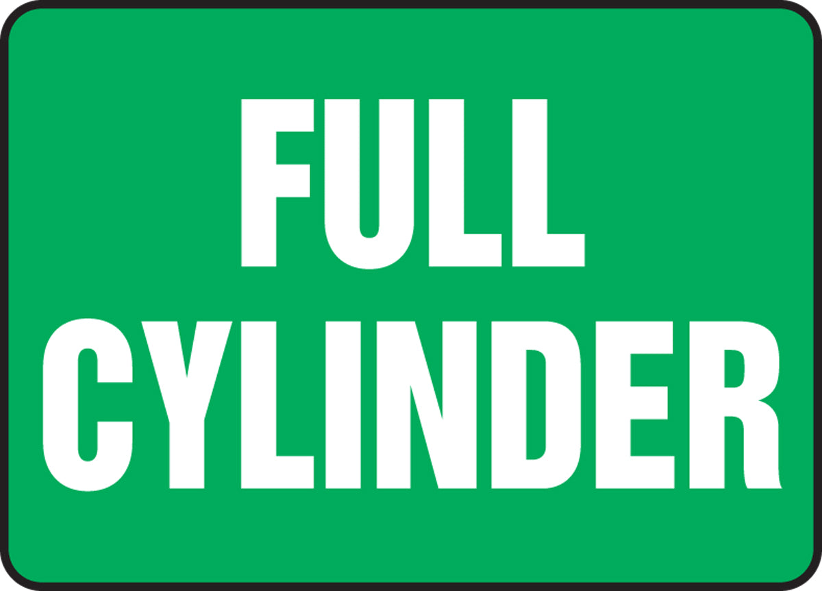 7" X 10" White And Green Aluminum Safety Signs "FULL CYLINDER"