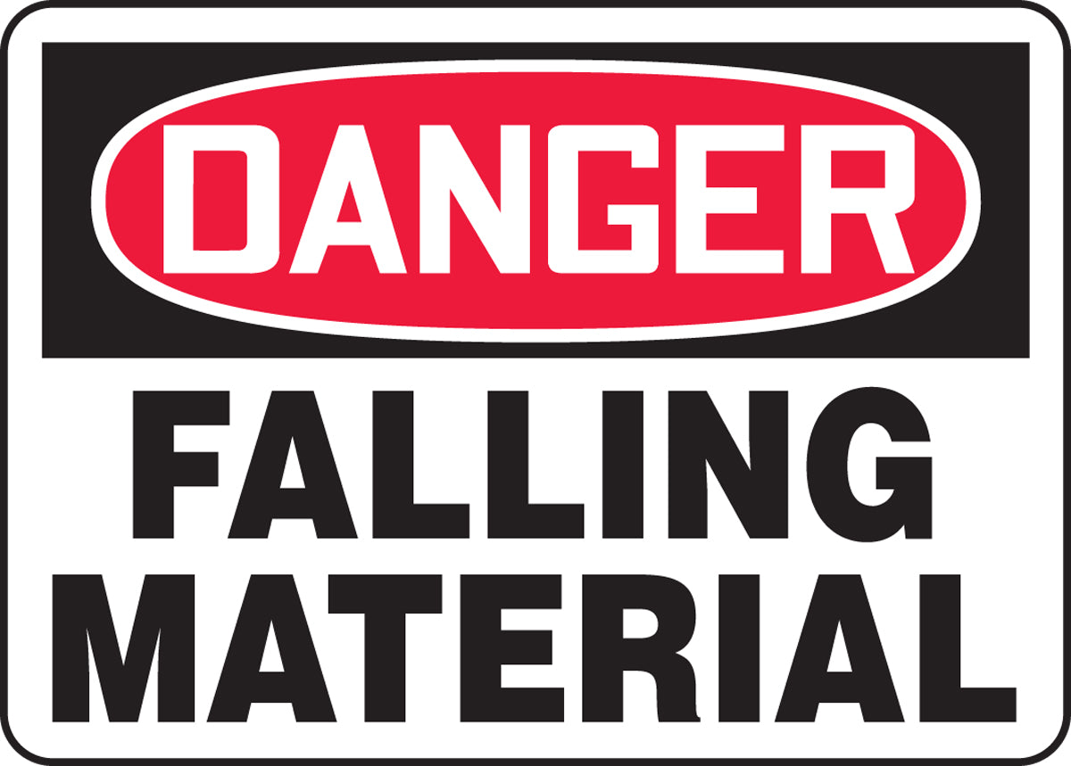 10" X 14" Red, Black And White Aluminum Safety Signs "DANGER FALLING MATERIAL"