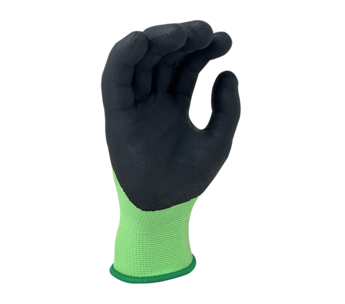 15 Gauge Green R-PET/Spandex shell, Black Molecule-Foam Nitrile Fully coated, Touchscreen compatible - Dozen