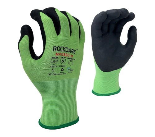 15 Gauge Green R-PET/Spandex shell, Black Molecule-Foam Nitrile Fully coated, Touchscreen compatible - Dozen
