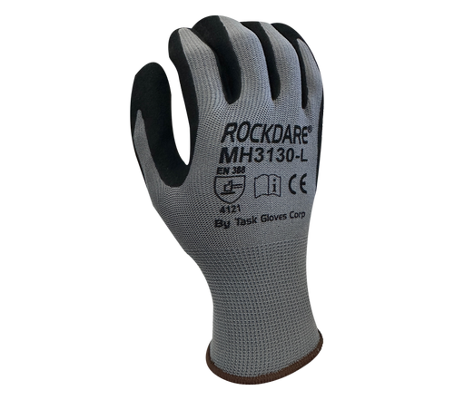 13 Gauge Gray Polyester shell, Black Sandy Foam Nitrile Palm coated - Dozen