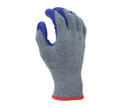 (TSK2007) 10 Gauge Gray Cotton/Polyester shell, Blue Latex palm coated - Dozen