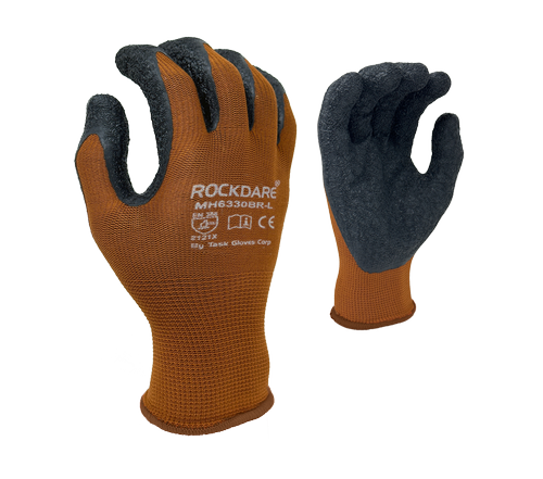 (TSK2004) 13 Gauge Brown Nylon shell, Black Latex palm coated - Dozen