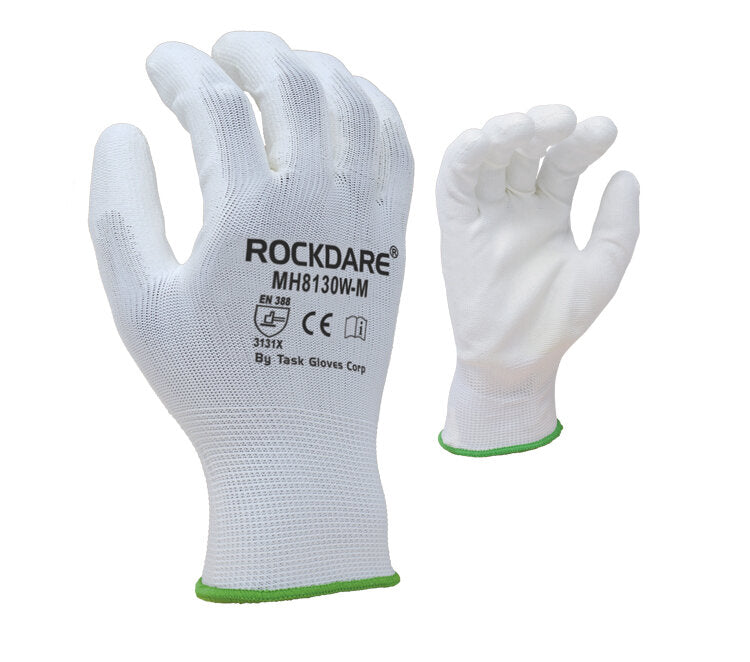 (TSK2002) Task Gloves - Polyurethane White Palm Coated Gloves