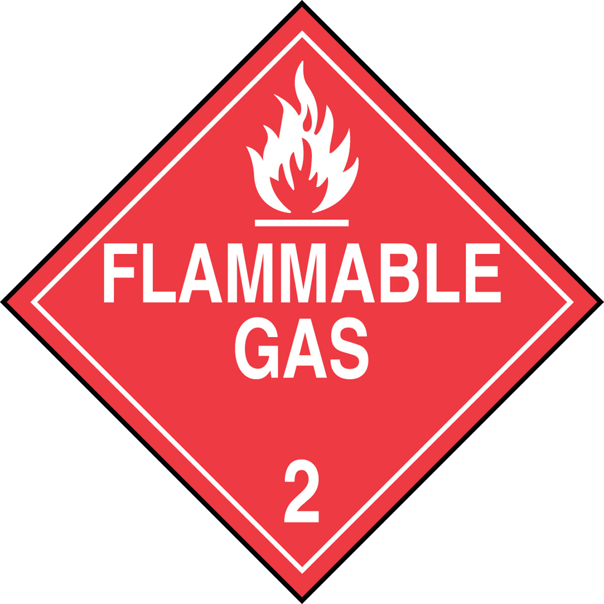10 3/4" X 10 3/4" White And Red Magnetic Vinyl Placard "FLAMMABLE GAS HAZARD CLASS 2 (With Graphic)"