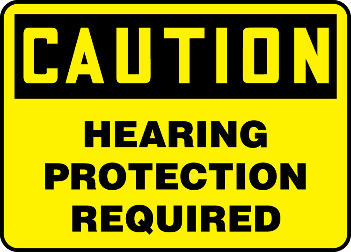 7" X 10" Black And Yellow Aluminum Safety Signs "CAUTION HEARING PROTECTION REQUIRED"