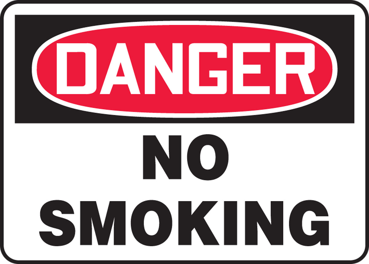10" X 14" Black, Red And White Aluminum Smoking Control Sign "DANGER NO SMOKING"