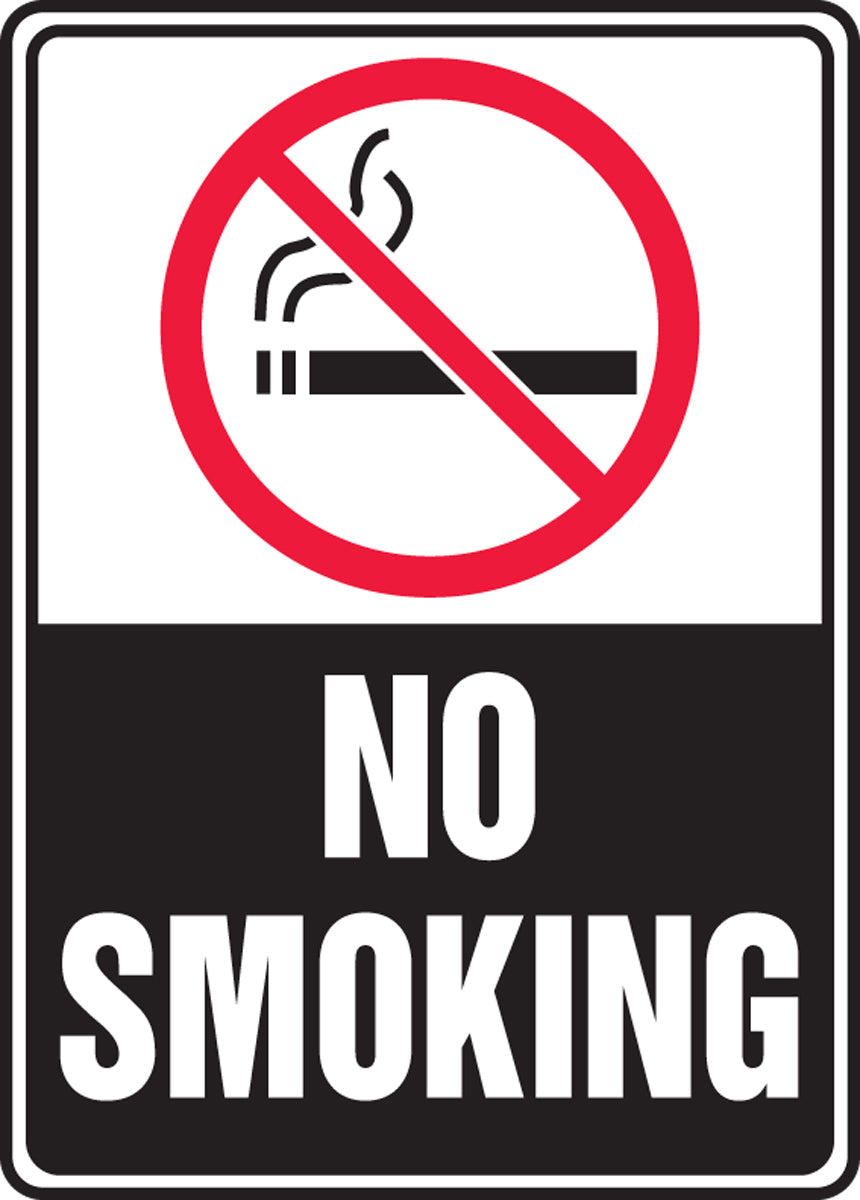 10" X 7" Red, Black And White Adhesive Dura-Poly Safety Signs "NO SMOKING"