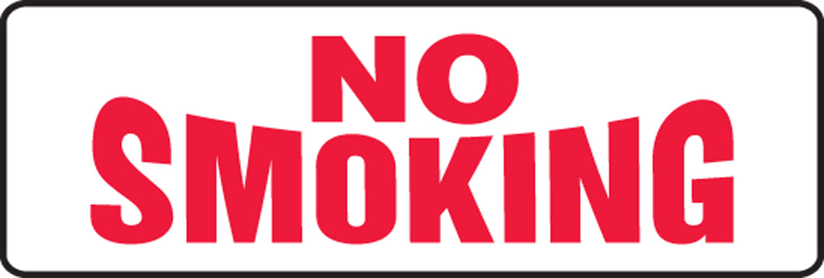7" X 17" Red And White Adhesive Poly Safety Signs "NO SMOKING"