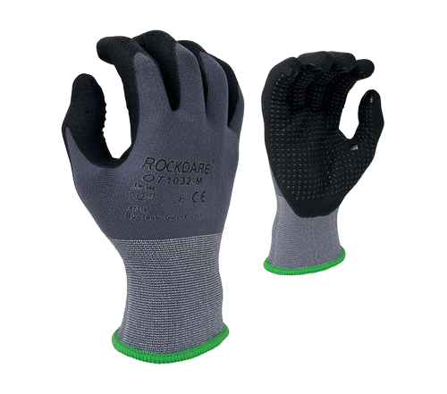 Micro-Foam Nitrile palm coated with Nitrile dots, 15G Nylon shell - Dozen