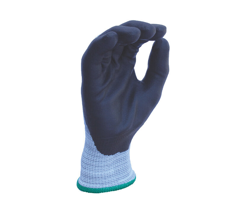 Task Gloves- Water based Polymer palm coated Grey HDPE blended knit work Gloves
