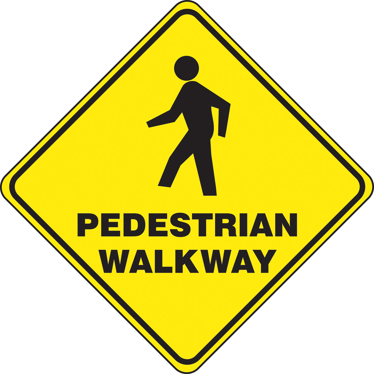 17" Black And Yellow Pebble Textured Adhesive Vinyl SLIP-GARD™ Floor Signs "PEDESTRIAN WALKWAY"