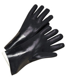 RADNOR™ Black Interlock Lined Supported PVC Chemical Resistant Gloves With Sandpaper Finish