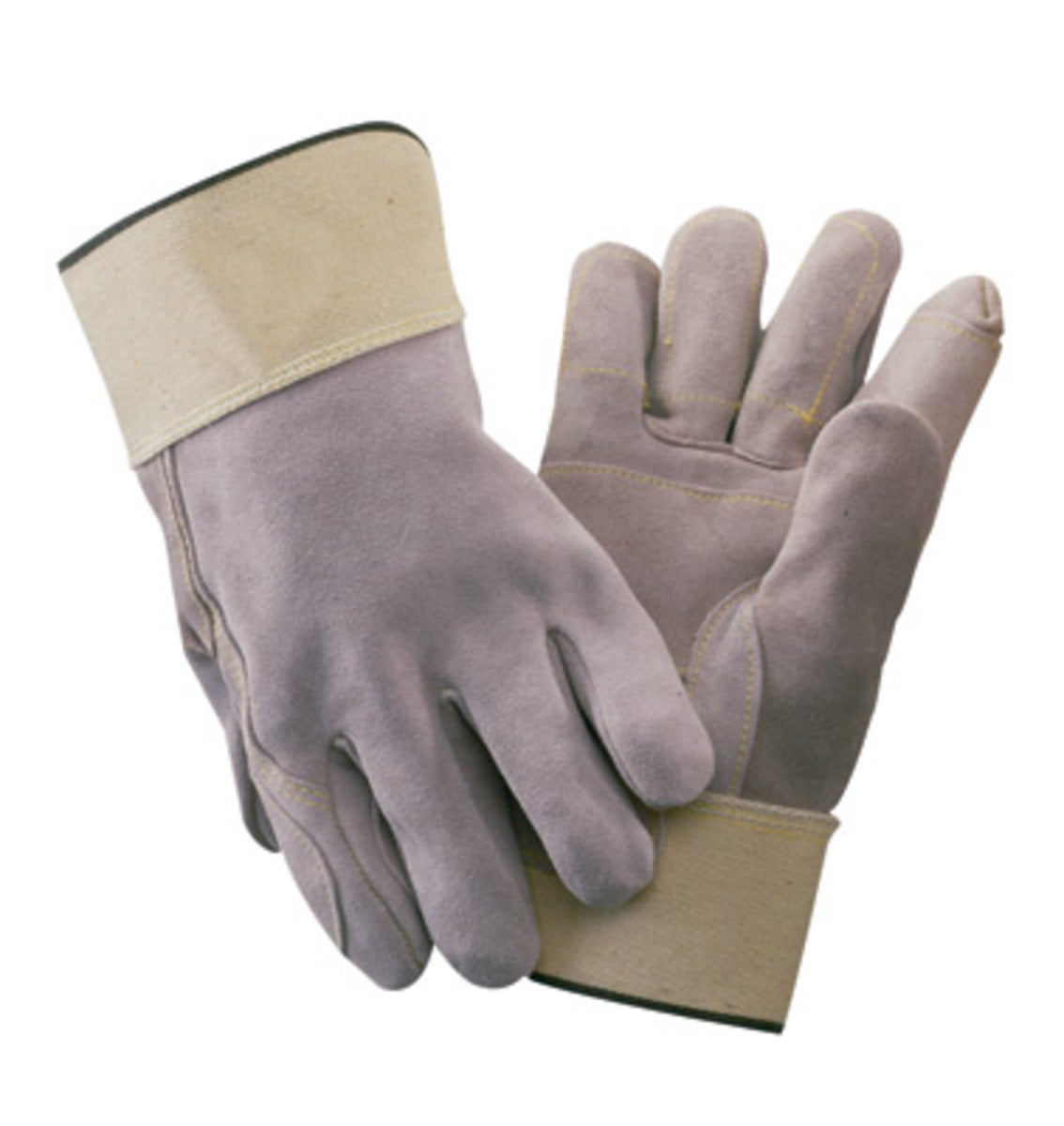 RADNOR™ Large Natural Split Leather Palm Gloves With Leather Back And Safety Cuff