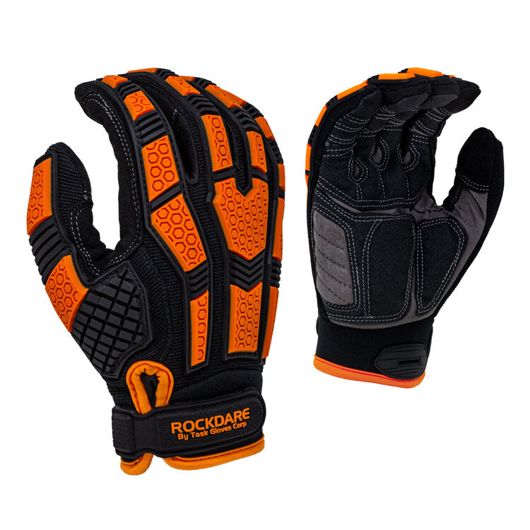 Synthetic Leather palm, Spandex back, TPR back, Padded anti-vibration palm, Side impact resistant, Touchscreen compatible (Thumb & Index finger)