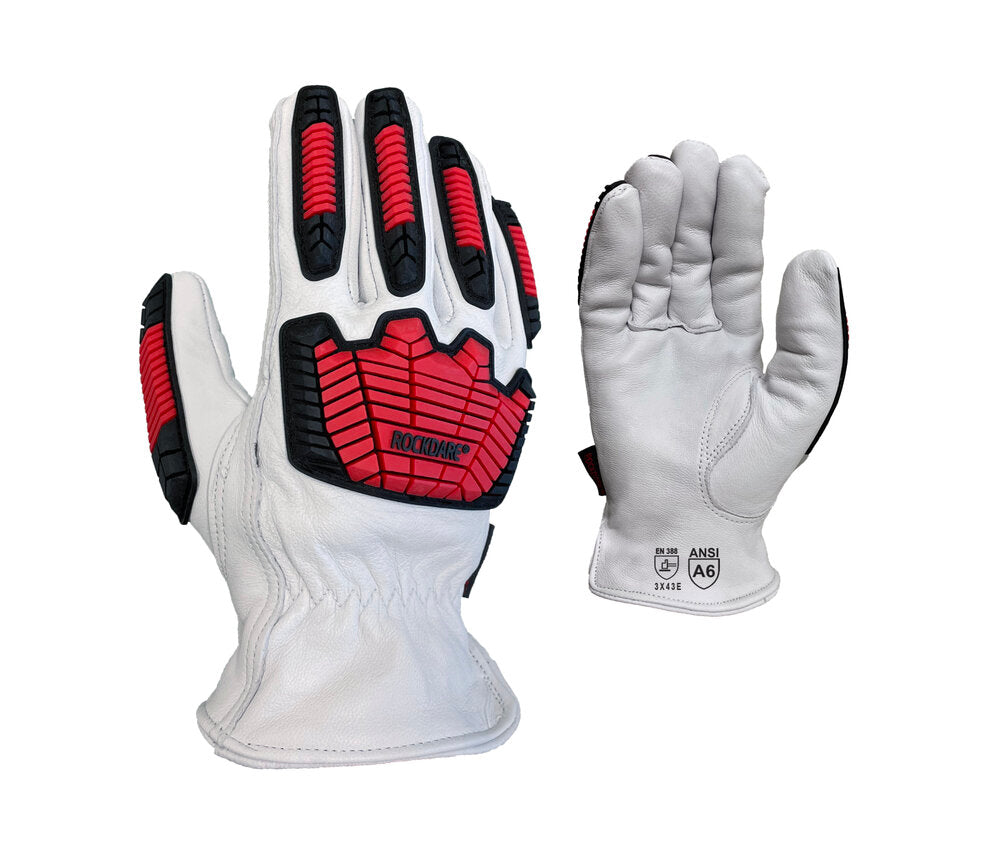 Task Gloves - Premium Grain Goatskin Driver Gloves, HDPE Blended Lined(ANSI CUT A6) With TPR Back - Dozen