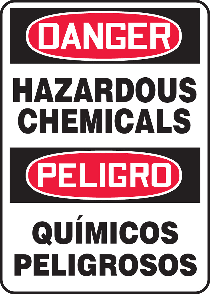 14" X 10" Red, Black And White Aluminum Spanish/English Bilingual Safety Signs "DANGER POISON STORAGE AREA ALL UNAUTHORIZED PERSONS KEEP OUT KEEP DOORS LOCKED WHEN NOT IN USE-¦"