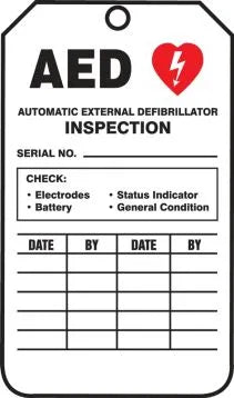 AccuformNMC - Jumbo AED Status Safety Tag: Automatic External Defibrillator Inspection