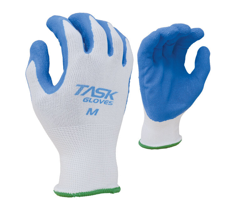 (TSK2005) 13G White Polyester Liner, Blue Crinkle Latex Palm Coated Gloves