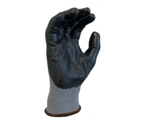 13 Gauge Gray Polyester shell, Black Nitrile palm coated - Dozen