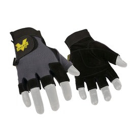 Ansell Black And Grey VALEO-V430 Leather Half Finger Anti-Vibration Gloves With Adjustable Cuff
