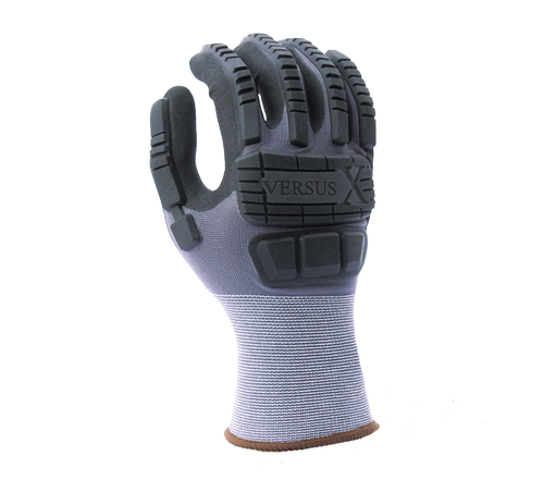 Versus X™ - Black Micro-Foam Nitrile Palm Coated, 15 gauge Hi-Elasticity Gray Nylon/Spandex shell, TPR back- Dozen