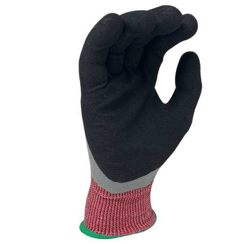 Versus Plus® - 18 Gauge Red Falstone Fiber shell, Gray Smooth Nitrile Fully coated, Black Sandy-Foam Nitrile Palm coated, Reinforced Thumb Saddle, ANSI Cut A4, Touchscreen compatible - Dozen