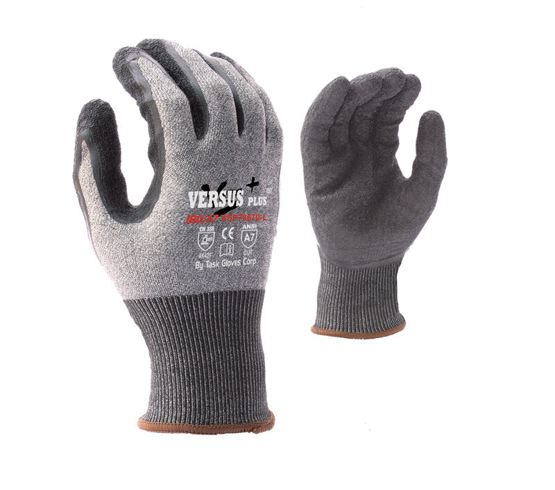 Versus Plus® - 18G Gray Falstone® shell, Crinkle Latex palm coated, ANSI A7