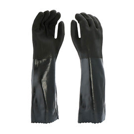 Protective Industrial Products Large Black Interlock Lined Supported PVC Chemical Resistant Gloves