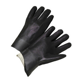 Protective Industrial Products Large Black Interlock Lined Supported PVC Chemical Resistant Gloves