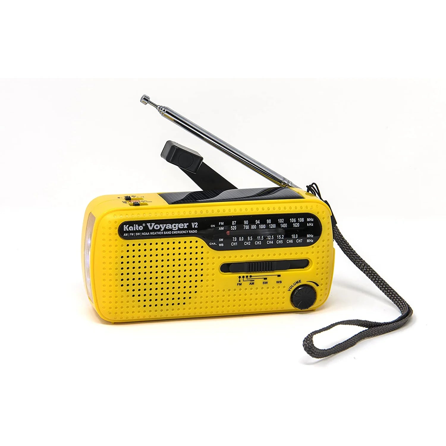 Kaito Voyager V2 Portable Solar / Hand Crank AM/FM, Shortwave & NOAA Weather Emergency Radio with USB Cell Phone Charger & LED Flashlight
