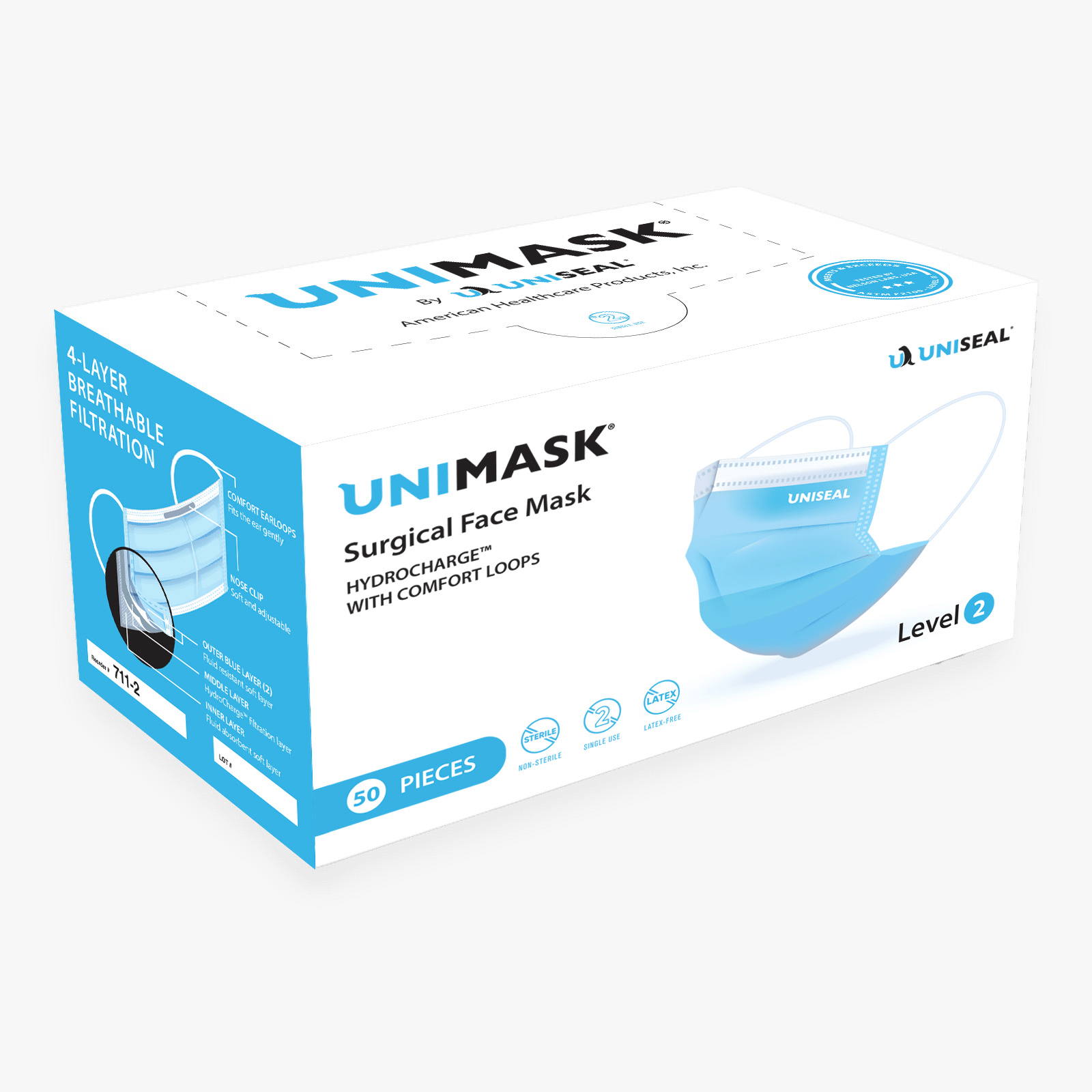 UNISEAL® SURGICAL FACE MASK Blue (Level 3) Pink (Level 2)