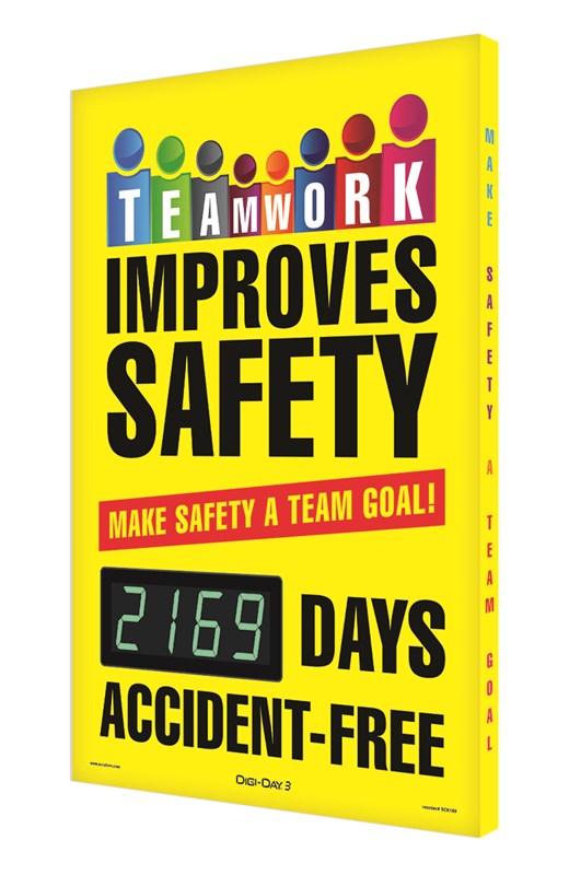 Digi-Day Electronic Scoreboard: Teamwork Improve Safety - Make Safety A Team Goal-eSafety Supplies, Inc