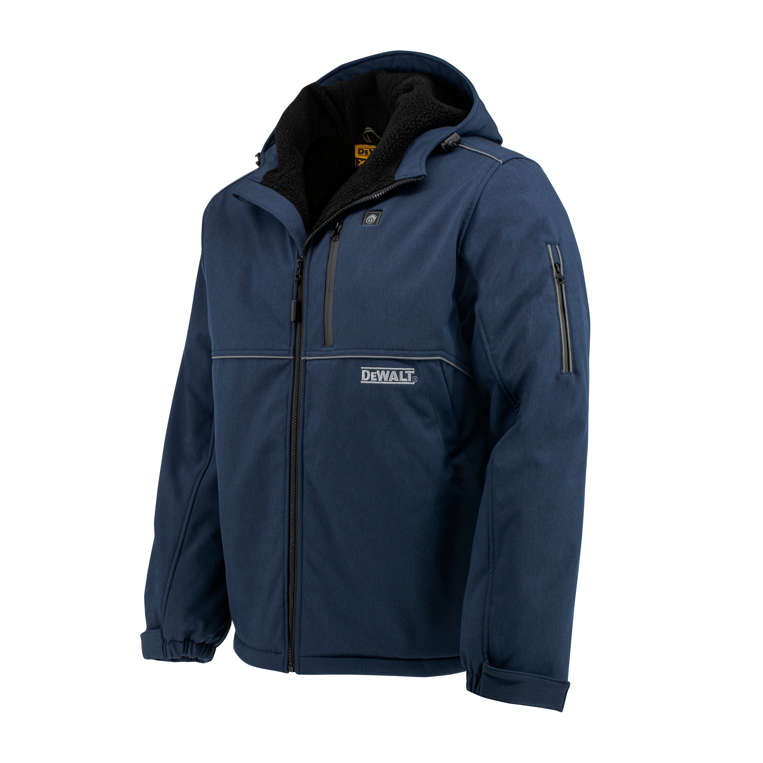 Men's Heated Soft Shell Jacket with Sherpa Lining Kitted - Navy