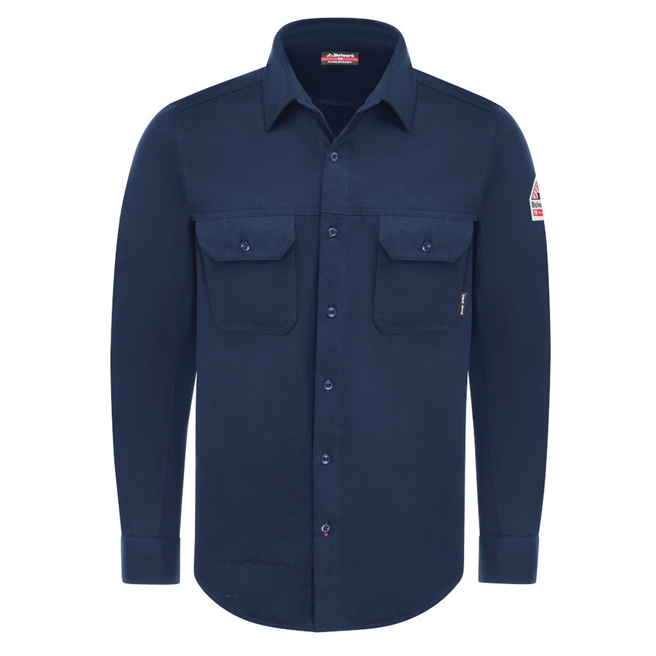 Bulwark FR Men's Flex Knit Button Down Work Shirt - STG4 NAVY-eSafety Supplies, Inc