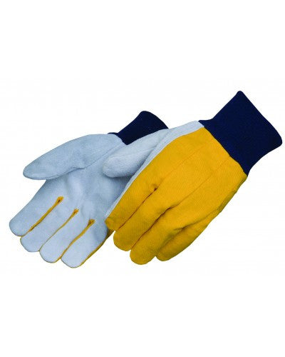 Yellow canvas back - blue knit wrist Gloves - Dozen-eSafety Supplies, Inc