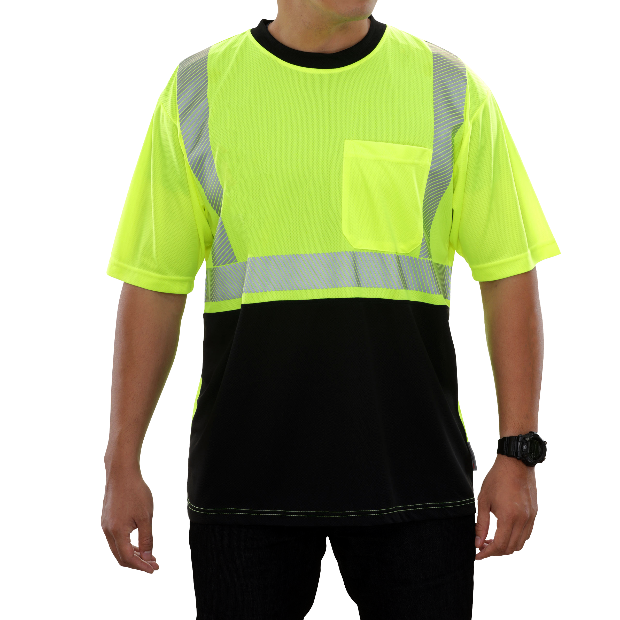 Safety Shirt Hi Vis Pocket Shirt Lime Birdseye Comfort Trim by 3M-eSafety Supplies, Inc