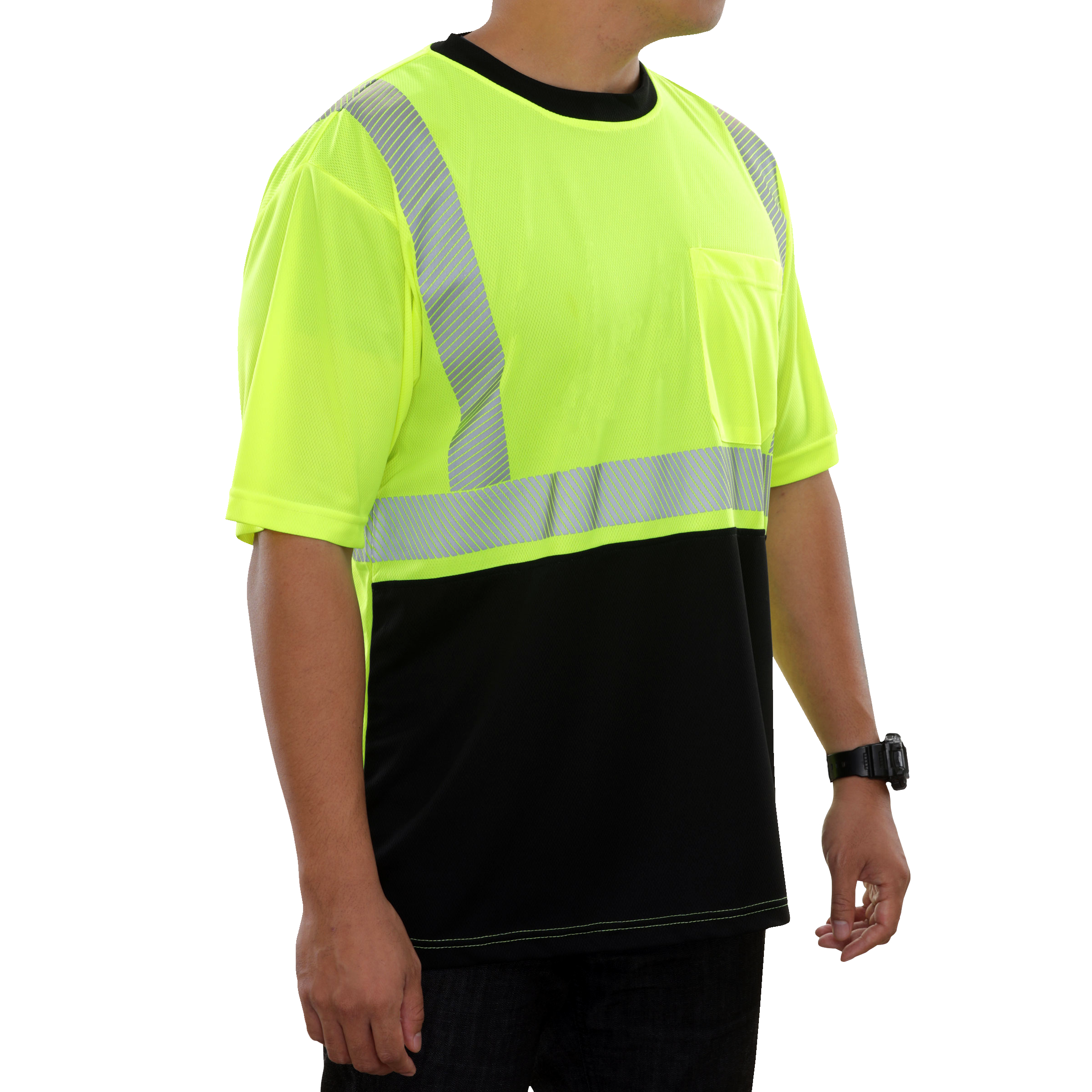 Safety Shirt Hi Vis Pocket Shirt Lime Birdseye Comfort Trim by 3M-eSafety Supplies, Inc