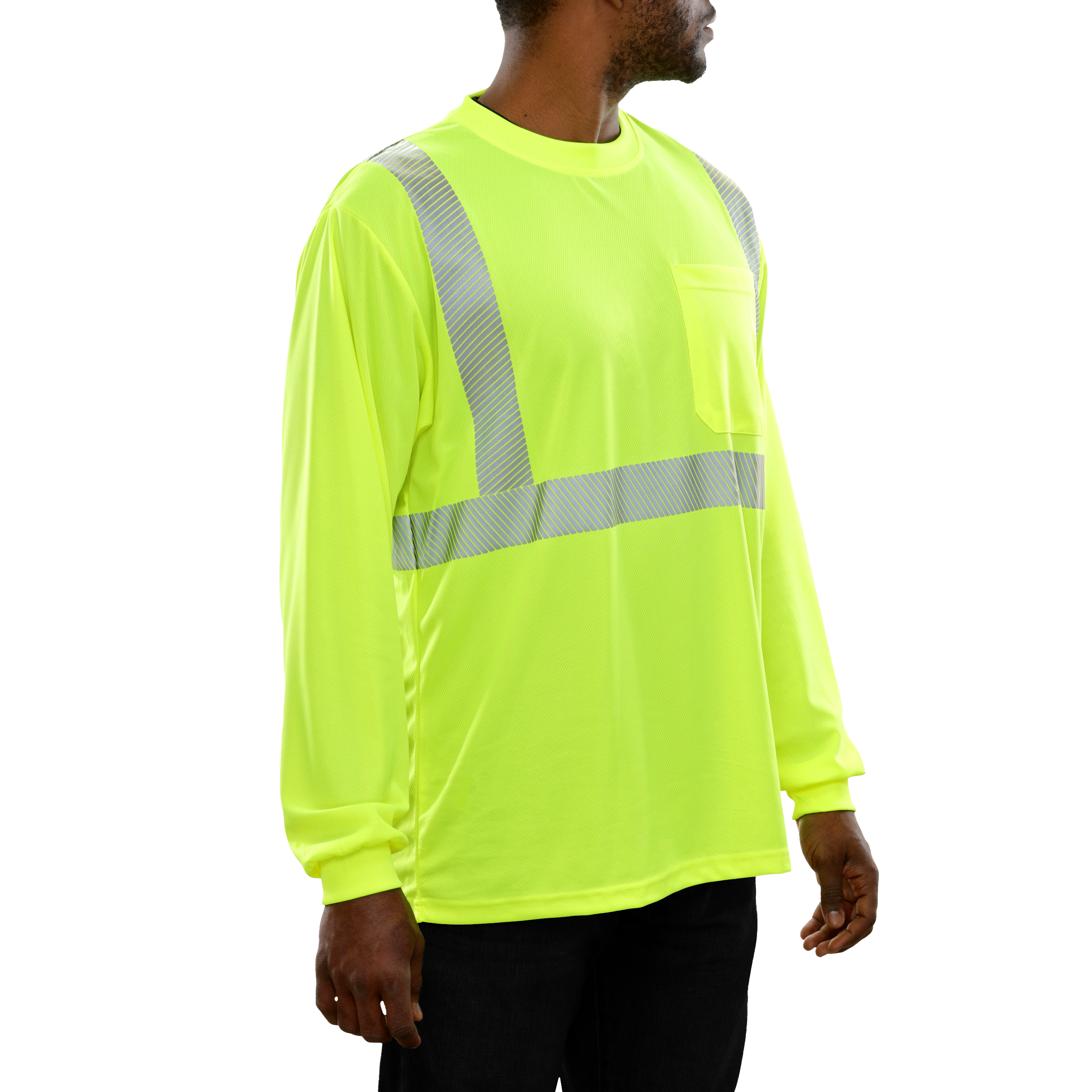 Safety Shirt Hi Vis Pocket Shirt LS Lime Birdseye Comfort Trim by 3M-eSafety Supplies, Inc