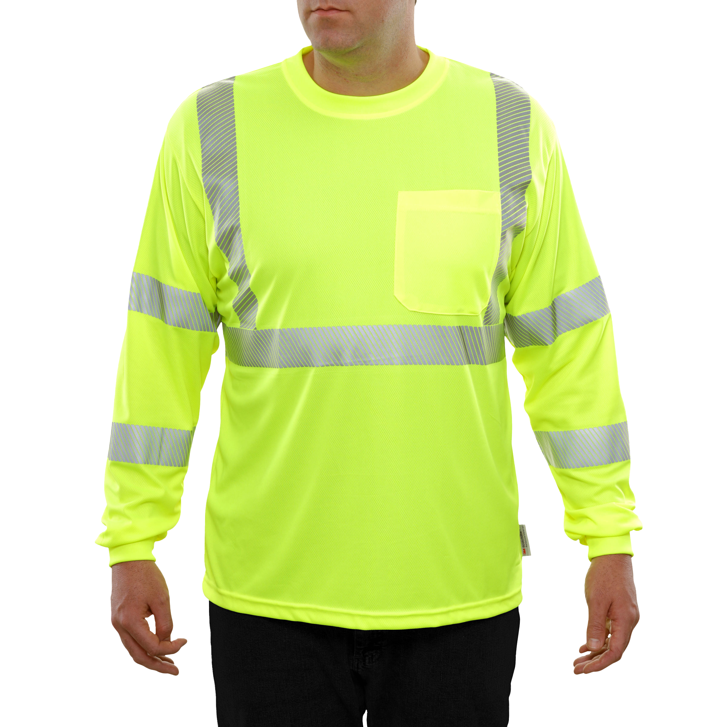 Reflective Apparel High Visibility Long Sleeve Shirt Lime Birdseye Comfort Trim by 3M-eSafety Supplies, Inc