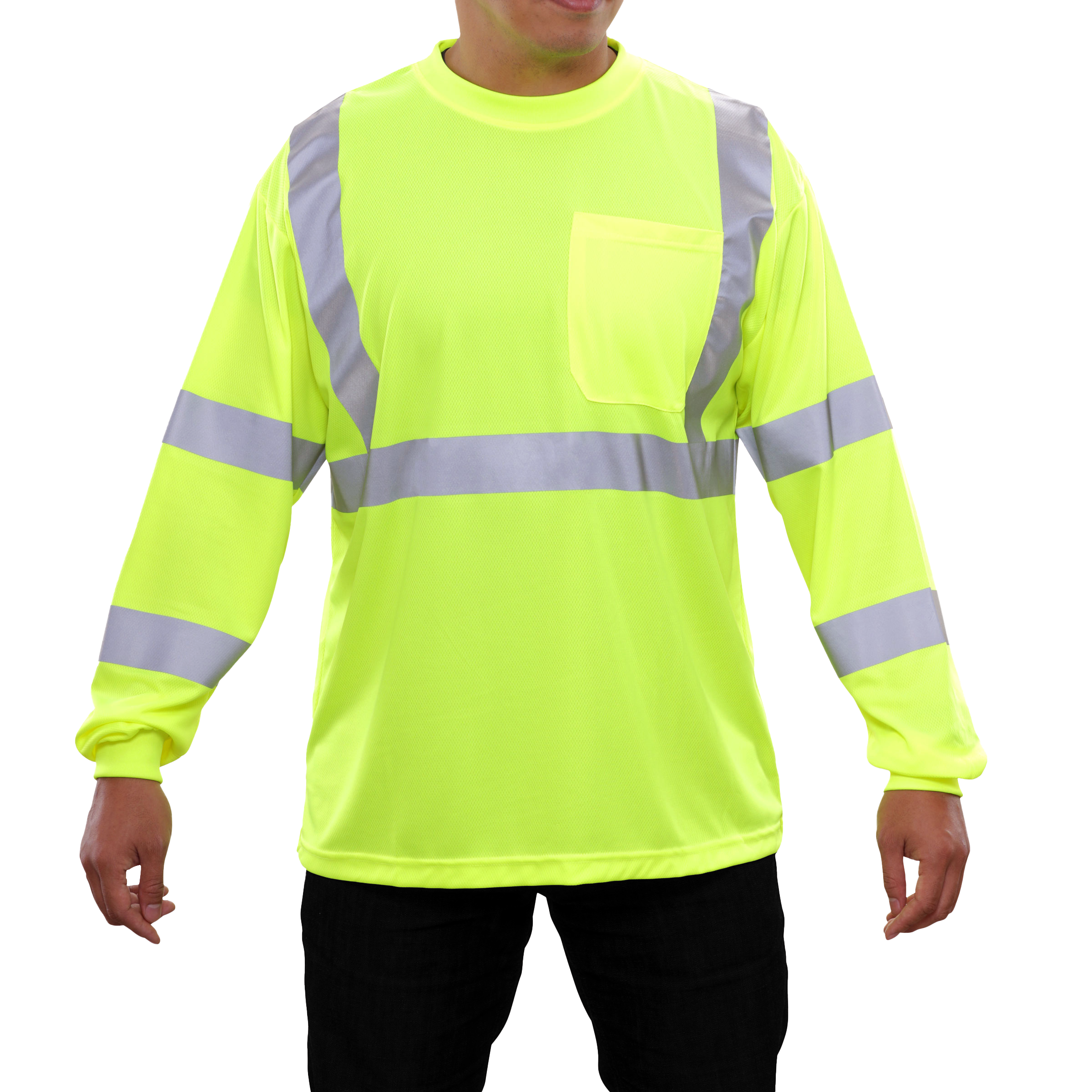 Reflective Apparel High Visibility Long Sleeve Shirt Lime Birdseye ANSI-eSafety Supplies, Inc
