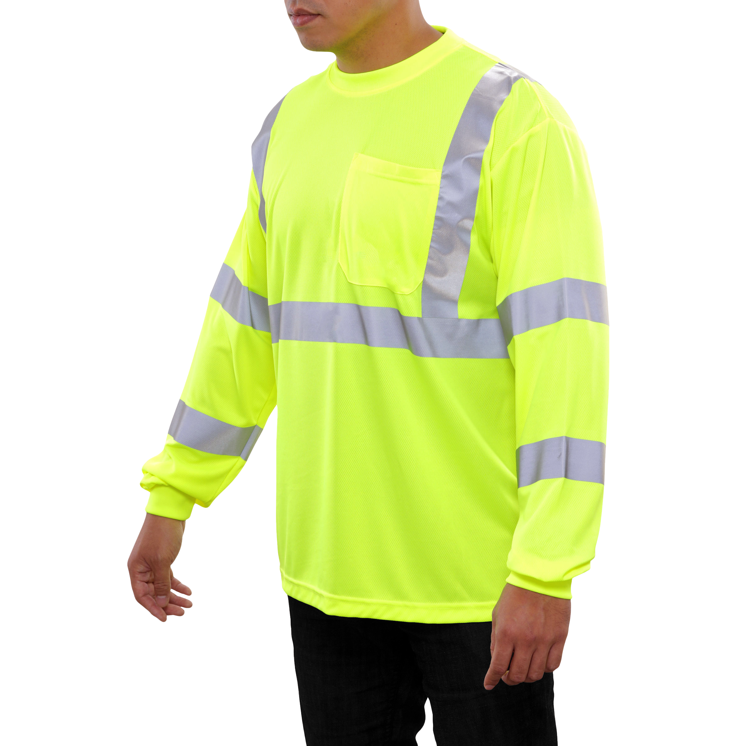 Reflective Apparel High Visibility Long Sleeve Shirt Lime Birdseye ANSI-eSafety Supplies, Inc