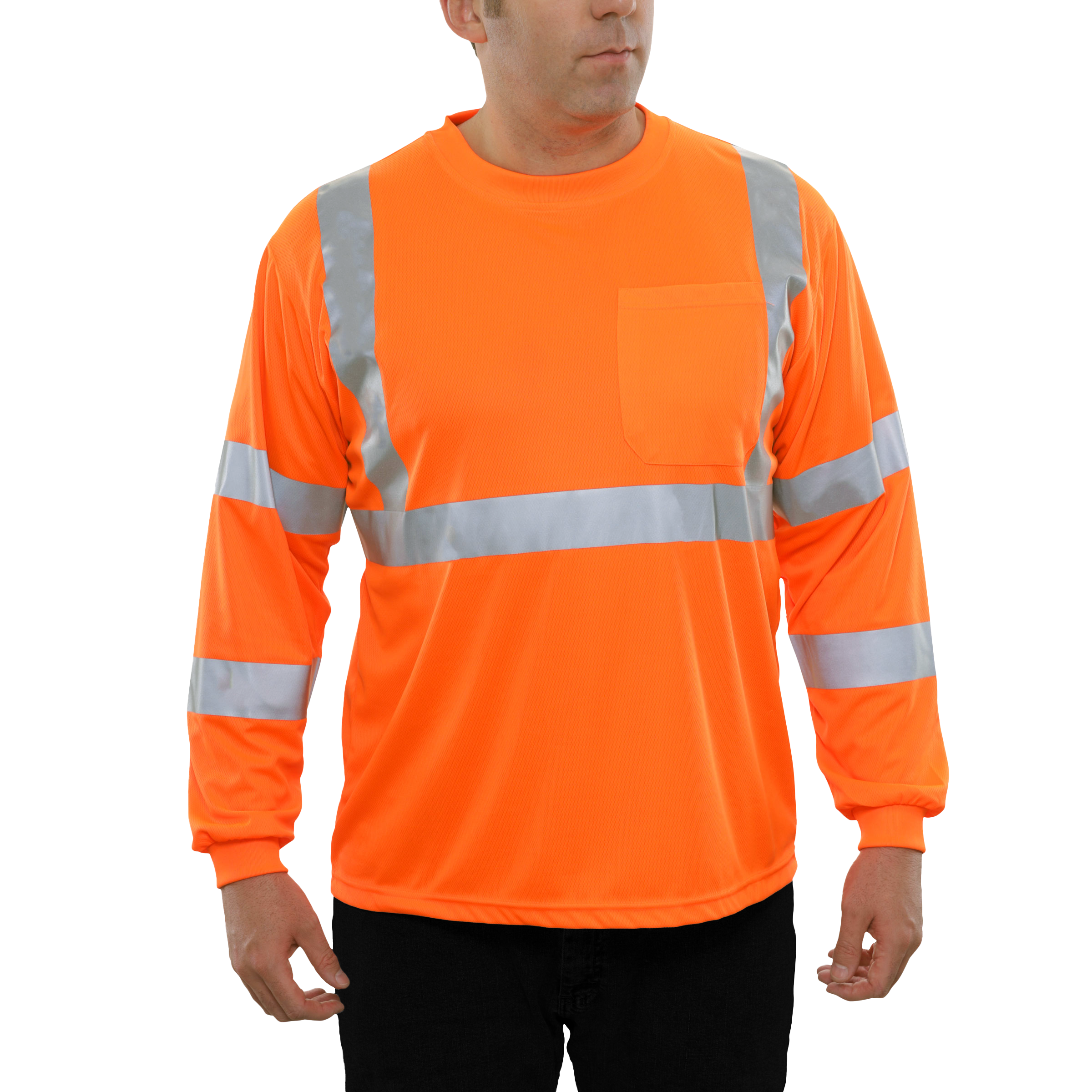 Reflective Apparel High Visibility Long Sleeve Shirt Orange Birdseye ANSI 3-eSafety Supplies, Inc