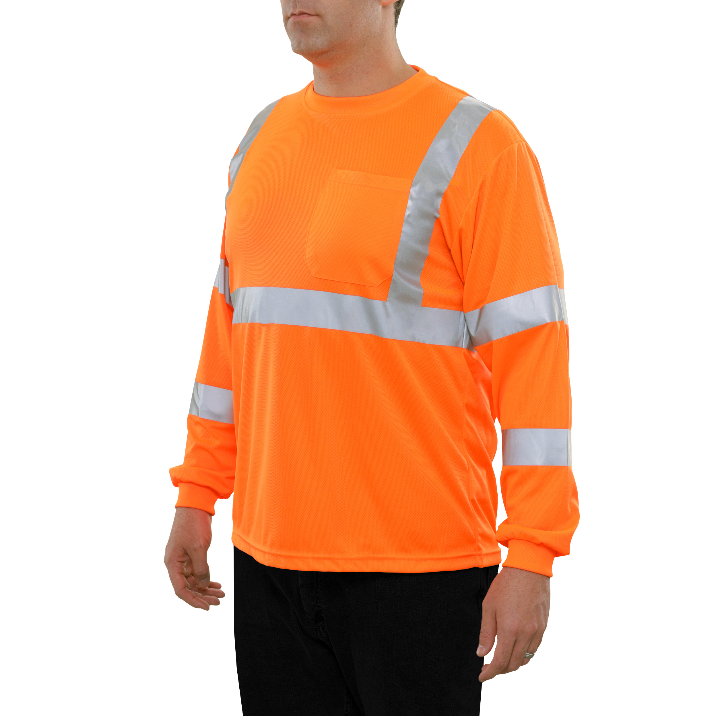 Reflective Apparel High Visibility Long Sleeve Shirt Orange Birdseye ANSI 3-eSafety Supplies, Inc